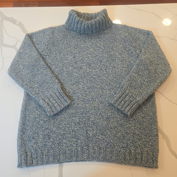 Fisherman Ireland 100% Merino New Wool Funnel Neck Oversized Sweater XXL Blue - Picture 10 of 10